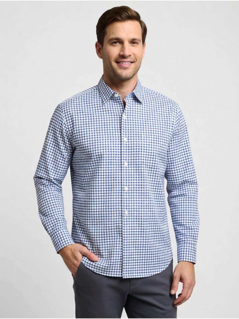 Peter Millar Shirt Mens 2XL Long Sleeve Button Up Lightweight Plaid Casual